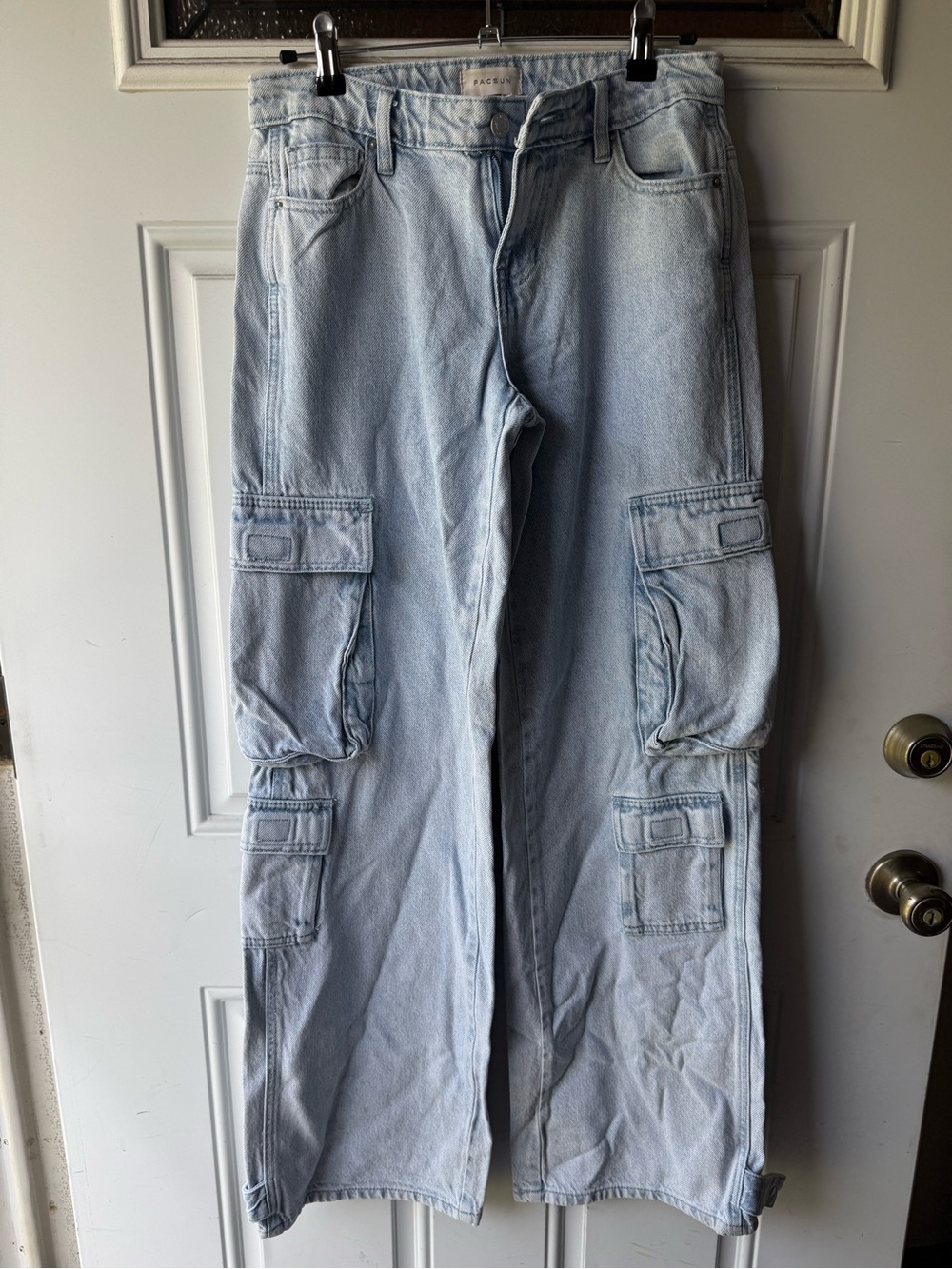 PacSun Women’s Light Blue Cargo Jeans Baggy Fit